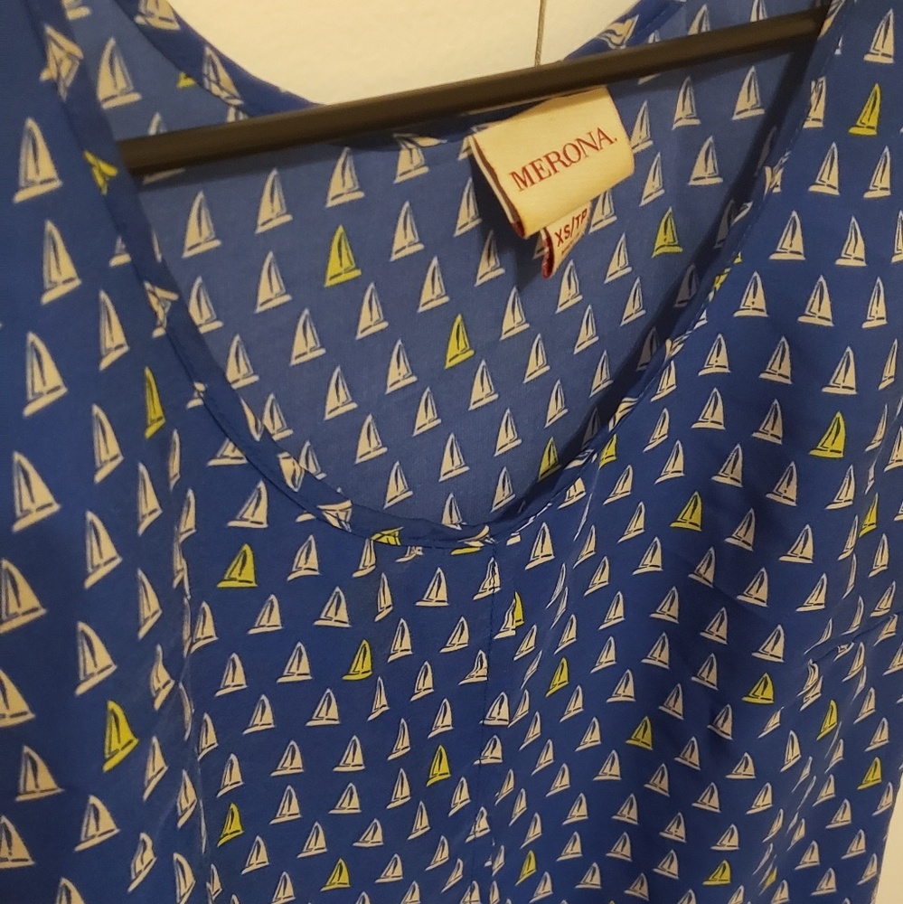 2 for $10/ Blue Spring Tank with Sailboat Print - Picture 2 of 2